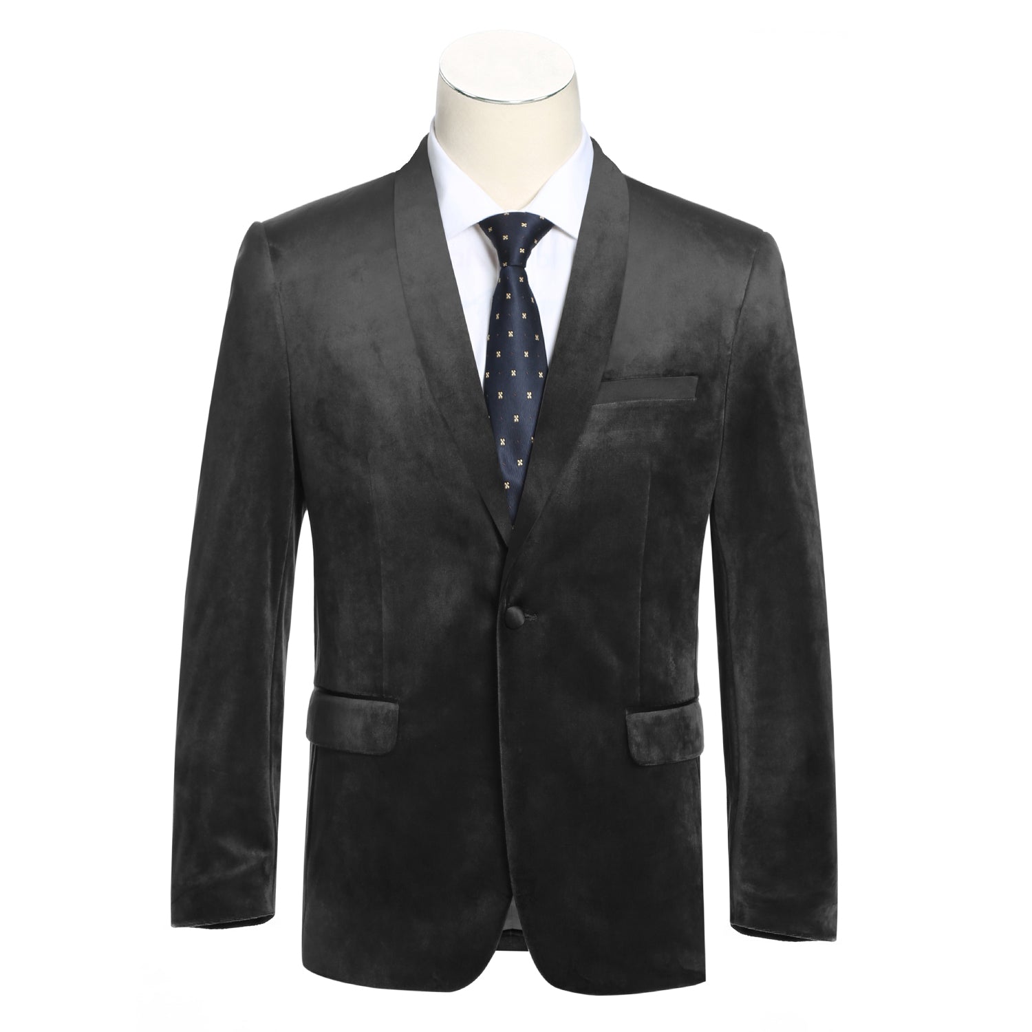 290-10 Men's Slim Fit Stretch Shawl Jacket BLACK L38 Slim Fit
