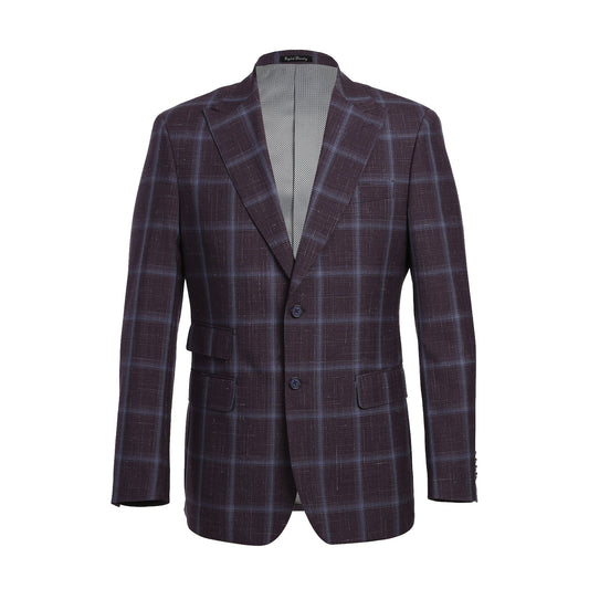 ENGLISH LAUNDRY EL72-62-900 Men's Purple Window Pane Check Wool Suit