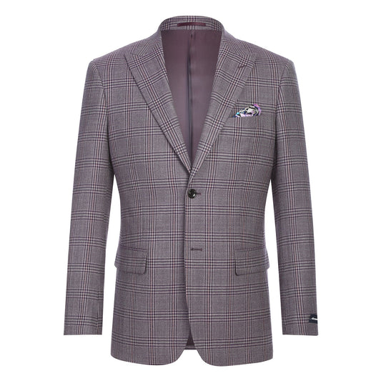 567-2 Men's New Slim Fit Wool Blazer PURPLE L40 New Slim Fit