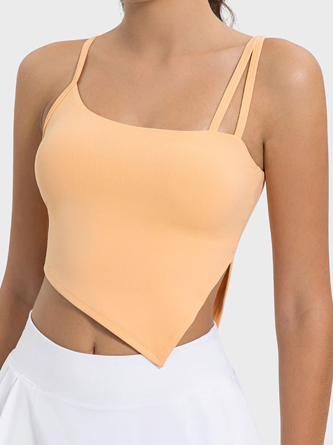 Slit Asymmetrical Neck Active Cami Sherbet