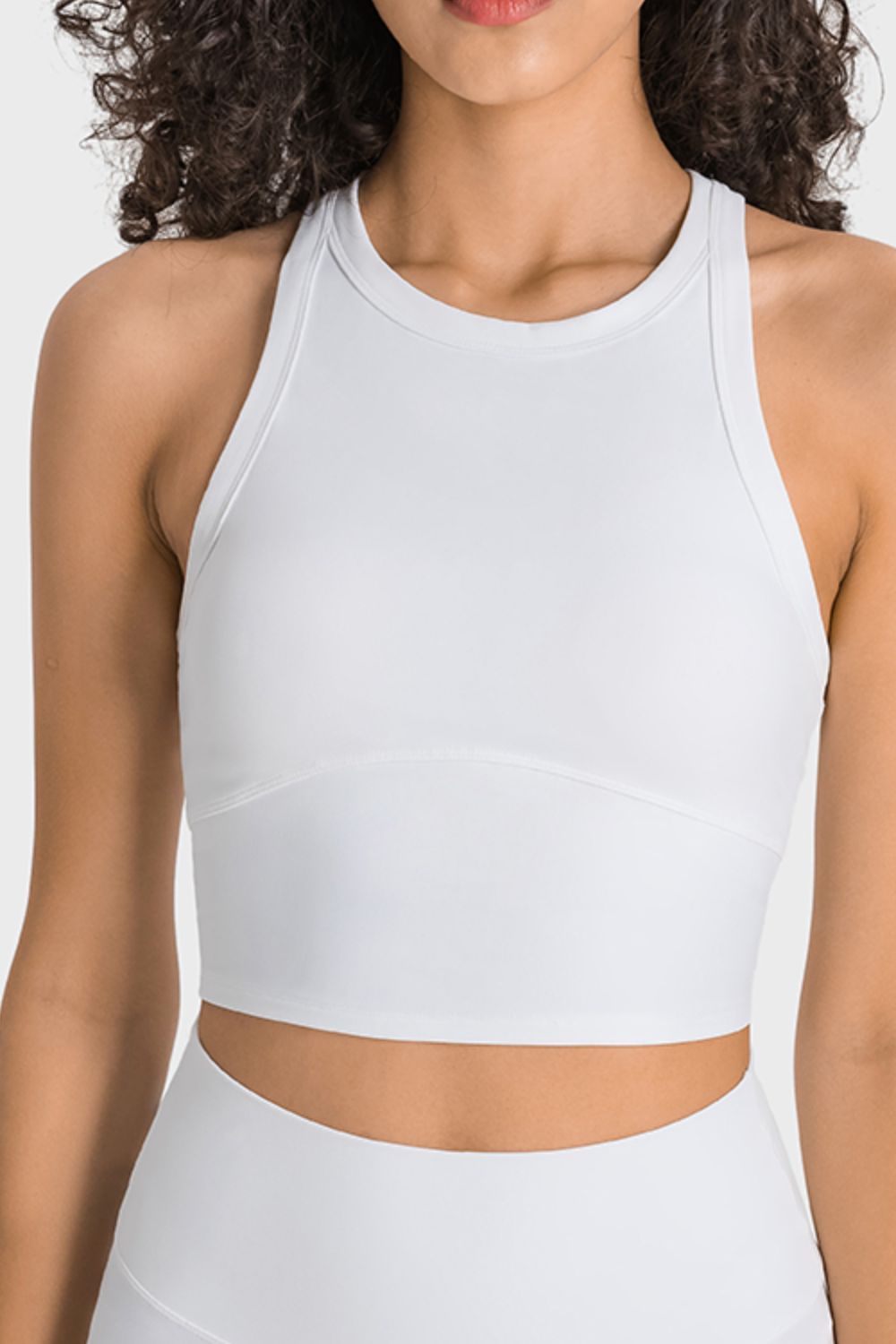 Racerback Cropped Sports Tank White