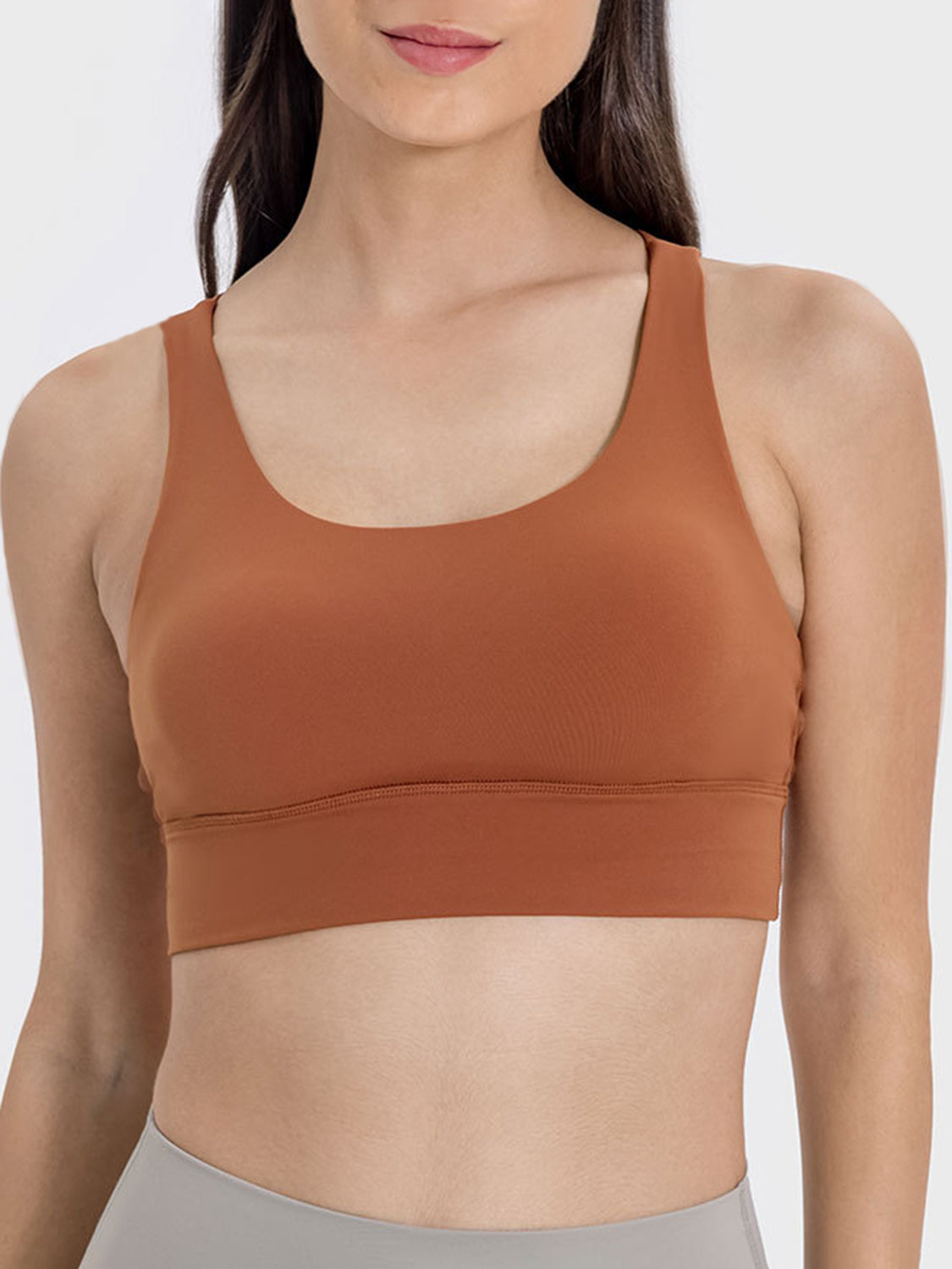 Crisscross Scoop Neck Active Tank Caramel