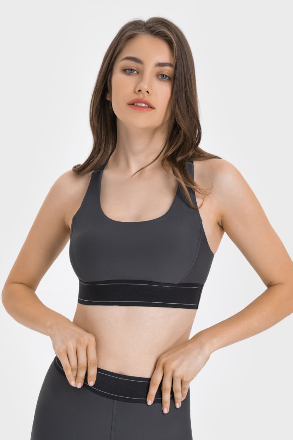Contrast Sports Bra Gray