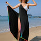 Rainbow Pompom Trim Spaghetti Strap Cover-Up