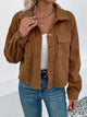 Perfee Collared Neck Button Front Jacket with Pockets Camel