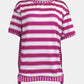 Full Size Contrast Stitching Striped Round Neck T-Shirt