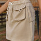 Pocketed Elastic Waist Denim Skirt