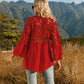 Spliced Lace Buttoned Blouse