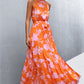 Printed Sleeveless Tie Waist Maxi Dress