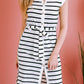 Striped Button Front Tie Waist Dress