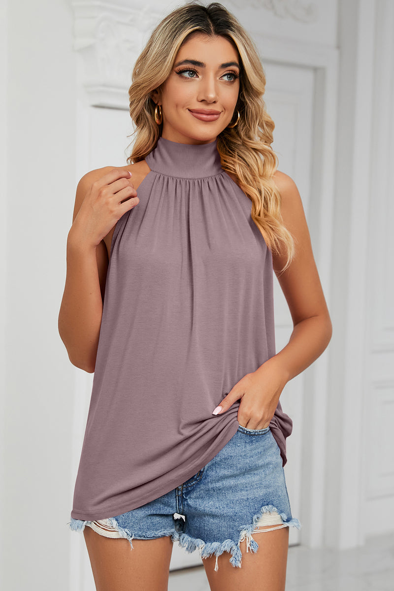 Tied Grecian Neck Tank Lilac