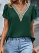 V-Neck Petal Sleeve Blouse Dark Green