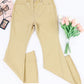 Pocketed Raw Hem Flare Jeans