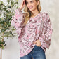 Heimish Full Size Floral V-Neck Balloon Sleeve Blouse