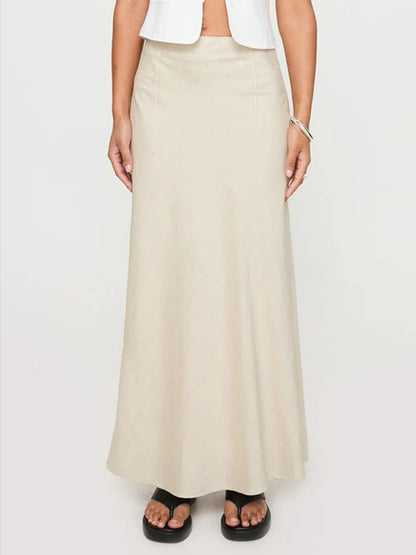 Devine Slim Maxi Skirt Beige