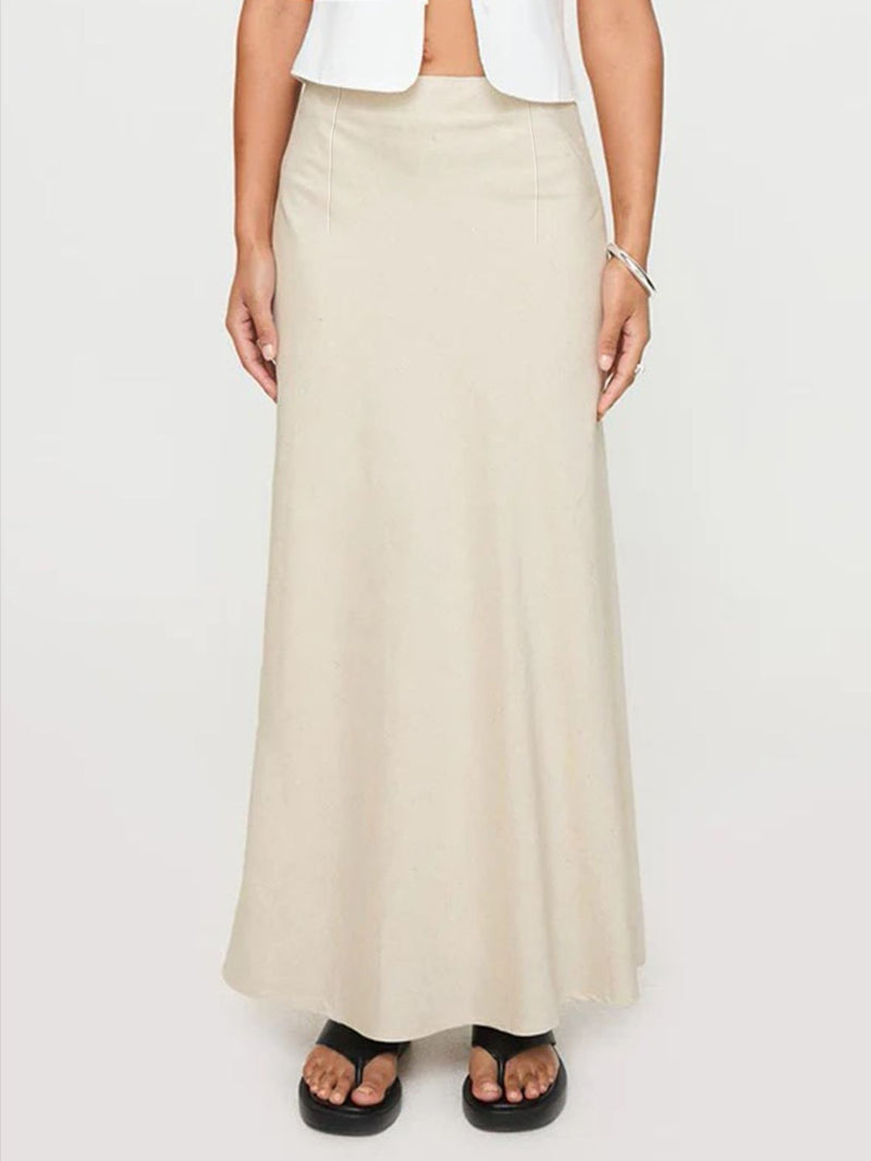 Devine Slim Maxi Skirt Beige