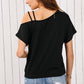 Contrast Twisted Asymmetrical Neck Top