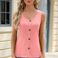 Decorative Button Round Neck Tank