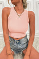 Round Neck Cropped Tank Peach