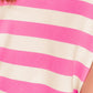 Striped Notched Cap Sleeve Blouse