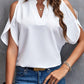 Notched Cold Shoulder Blouse