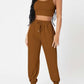 Wide Strap Top and Drawstring Joggers Set