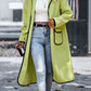 Full Size Contrast Trim Long Sleeve Coat with Pockets