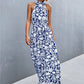 Printed Sleeveless Tie Waist Maxi Dress