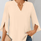 Notched Slit Half Sleeve Blouse