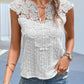 Cutout Lace Detail Notched Blouse