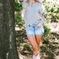 Printed V-Neck Long Sleeve Blouse