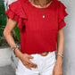 Round Neck Flounce Sleeve Blouse