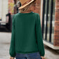 Swiss Dot V-Neck Long Sleeve Blouse