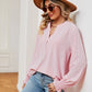 Notched Neck Flounce Sleeve Blouse