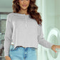 Buttoned Slit Long Sleeve Top