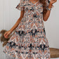 Printed V-Neck Tiered Dress