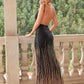 Backless Slit Sequin Spaghetti Strap Dress