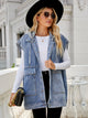 Hooded Sleeveless Denim Top with Pockets Medium