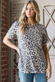 Heimish Leopard Round Neck Petal Sleeve T-Shirt TAUPEM