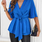 Devine Surplice Tie Waist Half Sleeve Blouse