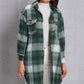 MeiMei Plaid Button Up Dropped Shoulder Coat with Pockets