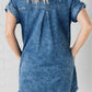 Raw Hem Pocketed Cap Sleeve Denim Dress