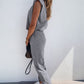 Padded Shoulder Top and Joggers Lounge Set