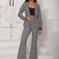 Checkered Blazer & Slit Pants Set