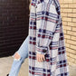 MeiMei Pocketed Plaid Long Sleeve Coat