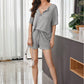 Full Size Waffle-Knit Dropped Shoulder Top and Shorts Set