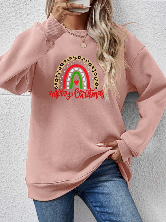 MERRY CHRISTMAS Graphic Sweatshirt Blush Pink