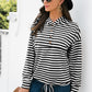 Striped Half-Button Dropped Shoulder Hoodie