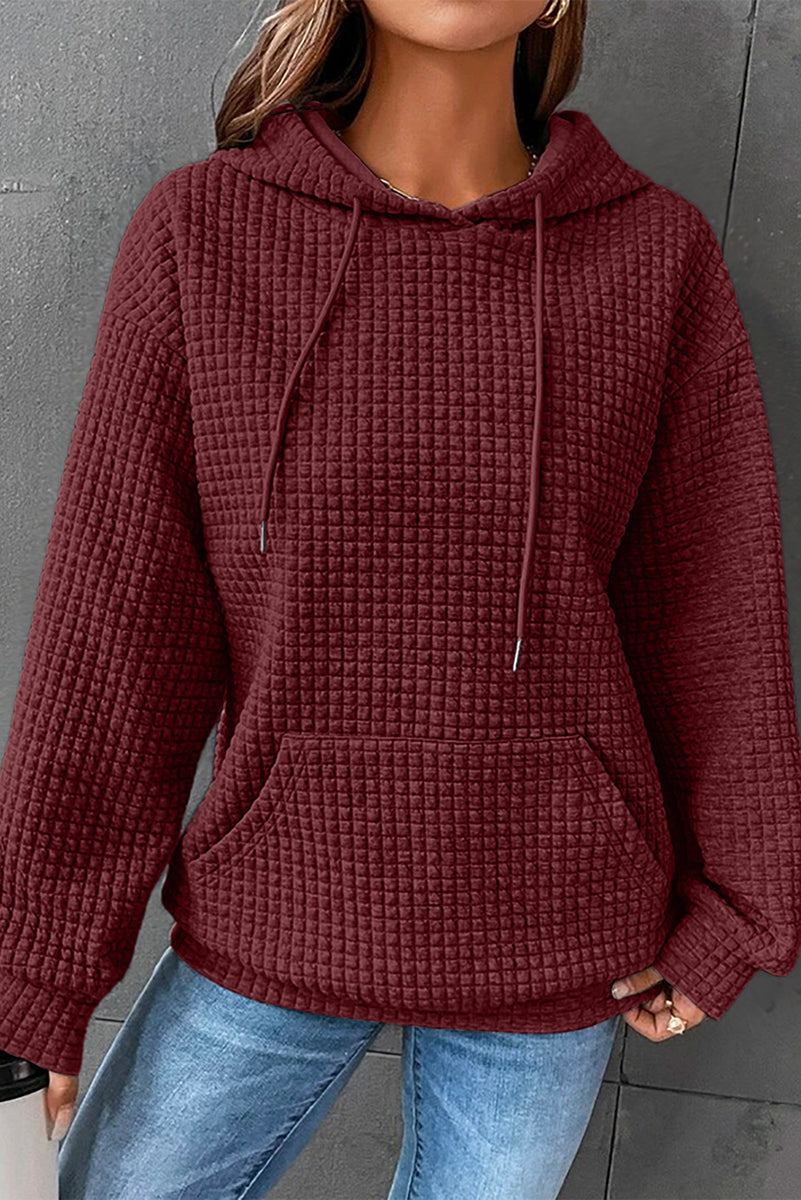 Dropped Shoulder Pocketed Hoodie Wine