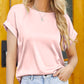 Boat Neck Short Sleeve Blouse